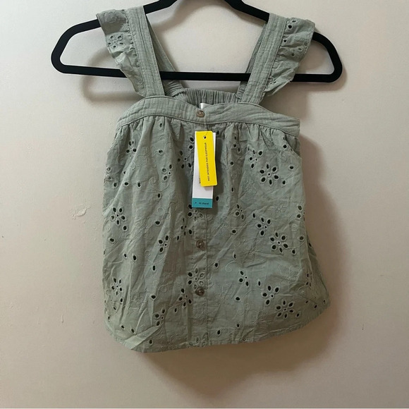 Sunset West Sage eyelet top with ruffle sleeves- Girls Size Medium-NWT - Picture 2 of 4